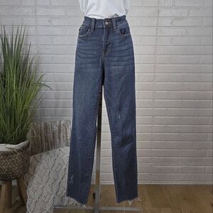 Judy Blue Dark Wash Straight Leg Relaxed Fit Lightly Distressed Jeans Size 5 27